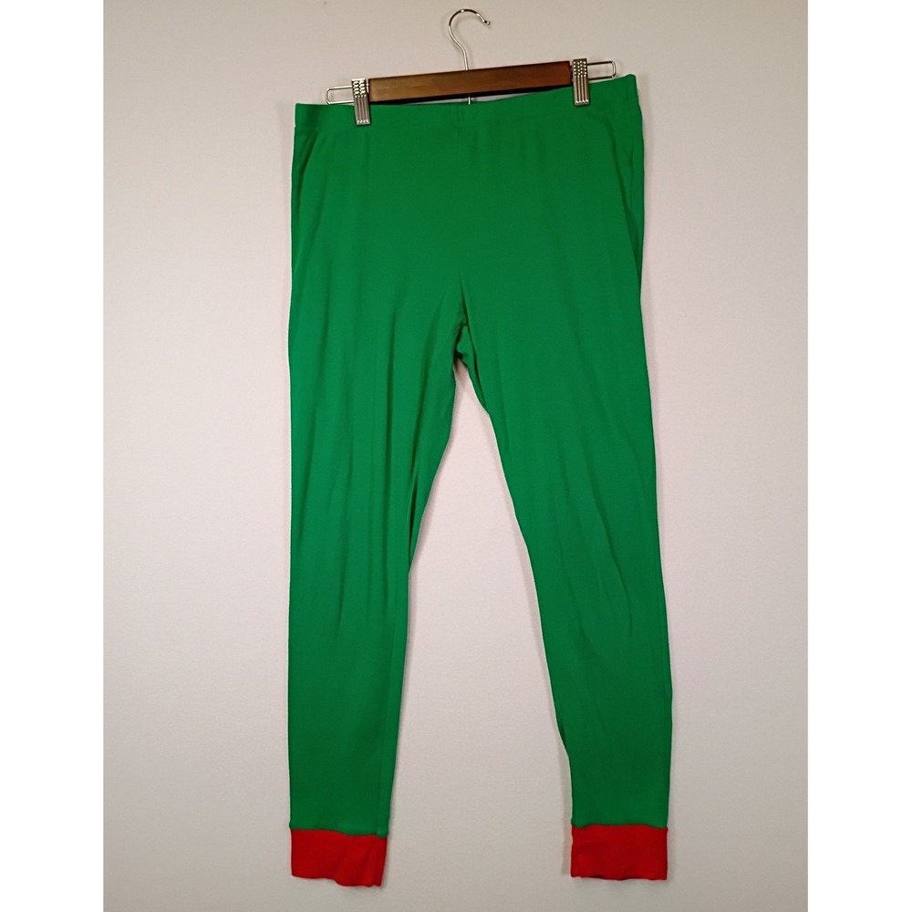 Festive Christmas Elf Unbranded Mens Size L Green Red Cotton Pajama Leggings